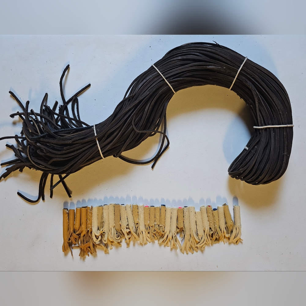 Rawhide Various-colored Long Leather Shoelace Straps & Homemade Leather Tassels
